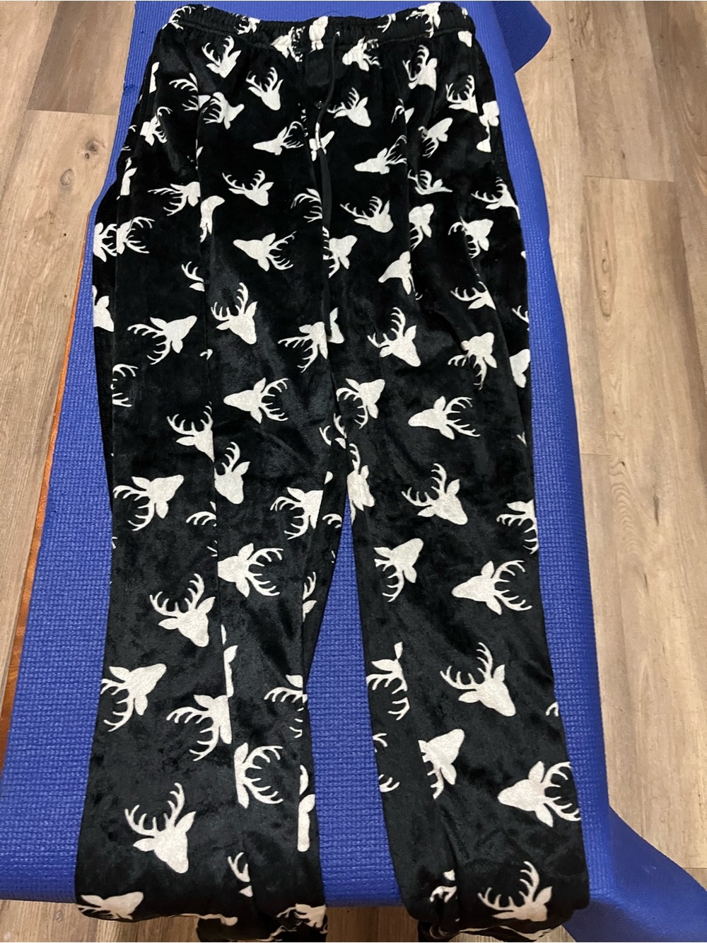 Kids Black Reindeer Print Fleece Joggers